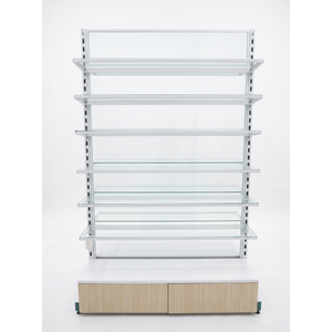 Double-sided Vietnam Newtek <b>Freestanding</b> Glass Panel Modern Metal Frame Powder Coating Glass back and Glass <b>Shelves</b> - Product Image 4