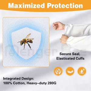Combinaison d'apiculture intégrale en coton 280G durable avec fermeture éclair fluide et poignets élastiques pour l'apiculture - Product Image 3