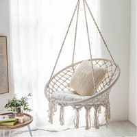 Fauteuil suspendu INS de style nordique, durable, en corde de nylon, avec pompons, pour balcon et intérieur, toutes saisons, fabriqué en Chine