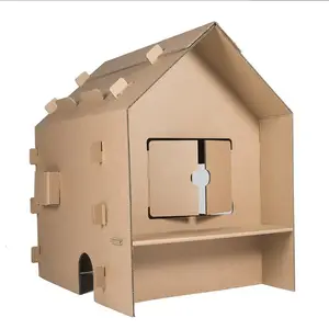 Wholesale cardboard christmas houses diy-Custom children's handmade model making material color graffiti cardboard box DIY toy paper shell house cardboard house