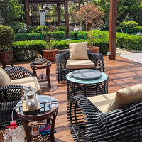 Nouvelle conception de mobilier d'extérieur imperméable, hôtel, villa, canapé de jardin en rotin en demi-cercle, ensemble de salon de jardin