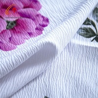 Tissu tissé 100% polyester, douceur 100D, tissu Maza avec effet froissé 130gsm, imprimé floral, pour robe