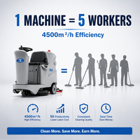 CleanHorse X4 580mm Mesin Penggosok Lantai Otomatis Industri - Mesin Penggosok Lantai Mini Ringkas untuk Pembersihan Profesional