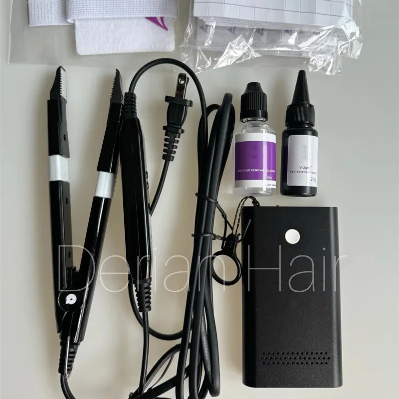 v light hair extension machine kit Factory direct sale more comfortable than a wigs and normal keratin hair extensions tool