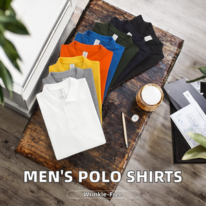 Chemises décontractées en polyester/coton tricoté anti-rides pour hommes, vente en gros, logo personnalisé, broderie, impression, manches courtes, golf, uni, vierge - Product Image 2