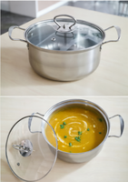 Ensemble de casseroles en acier inoxydable Gold Line de 10 pièces avec couvercle en verre, écologique, durable pour la cuisine à domicile - Pots et poêles multifonctionnels