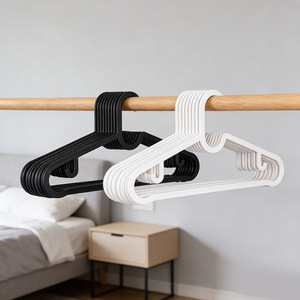Plastic Clothes Hangers Non Marking Anti Slip Rectangle Shape For Clothing Storage White And <b>Black</b> Color Coat And Trouser - Product Image 3