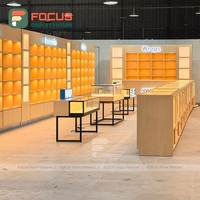 Vitrine d'exposition en bois avec éclairage LED, écologique, recyclable, robuste, étanche, taille personnalisable, étagères de magasin de détail, tiroir