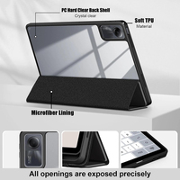 Étui pour tablette pliable en trois parties pour Redmi Pad SE 11 pouces 2023, avec support pour stylet, coque arrière rigide transparente, protection antichoc pour tablette