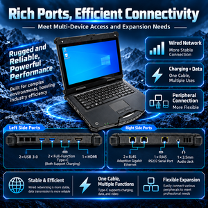 Portátil Resistente al Agua y al Polvo de 14 Pulgadas, IP65, I9, 32 GB, 1 TB, Doble RJ45 Gigabit, FHD 1920x1080, Pantalla Táctil, Seguridad Pública S14 Heavy - Product Image 6