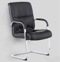 Chaise de bureau de réunion exécutive à dossier moyen en cuir PU avec cadre métallique fixe, chaises de visite