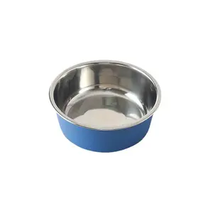 Thickened Dog Food Bowls Dogs Feeding Bowl Cat Water Bowls with Non-Slip Rubber Sole Double layers Stainless Steel Pet Feeders