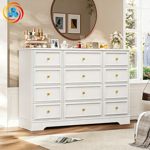 white dresser with gold handles White Pearl Dresser – Origins by Alpine main image 0