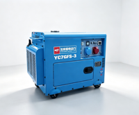Générateur diesel silencieux 6,5 kW à châssis ouvert, portable, pour usage domestique, démarrage électrique, puissance maximale 7,5 kW, AVR, réservoir de carburant 25 L, 230 V 400 V