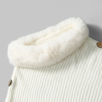 Col en fourrure tricots Cape automne hiver femmes doux coton sensation tricot pull Poncho Faux lapin col en fourrure châle pull tricoté