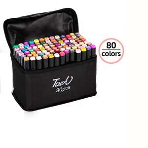 Оптовая продажа с фабрики: Набор высококачественных художественных маркеров (12/24/36/48/60/80 цветов) для детей, смываемые, для рисования, акриловые ручки. - Product Image 4