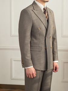 Completo da Uomo Classico Retrò Doppiopetto Kaki con Girovita a <span class=keywords><strong>Rondine</strong></span>, Vestibilità Slim, Chiusura con Cerniera, Pieghe Antistatiche - Product Image 4