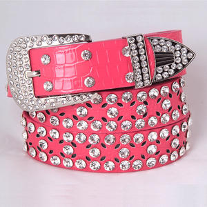 Alta calidad 3,3 cm 1,3 "ancho aleación de zinc PU cuero Metal Rhinestone cristal diamante estilos cinturón para mujer - Product Image 1