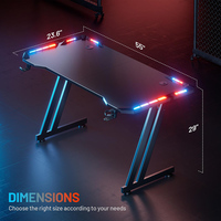 Bureau de jeu LED RGB en forme de Z à prix abordable du Vietnam, ensemble table de bureau gamer avec porte-gobelet, plateau de 1,5 cm d'épaisseur, vente chaude
