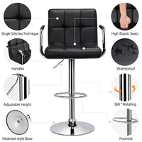 ST-8106B Tabourets de bar modernes en cuir PU de luxe avec base métallique de couleur personnalisée, pivotants et réglables, avec accoudoirs, pour salle à manger et bar à domicile