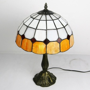 LongHuiJing High End Quality 12-Inch Creative Simple Mediterranean for Style Check Pattern Stained Glass Flexible Table Lamp - Product Image 6