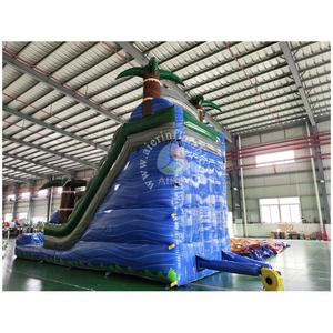 Tobogán Acuático Inflable de una Sola Vía con Diseño de Palmera Tropical, Tobogán Acuático Inflable Azul con Piscina, Alquiler Comercial para Fiestas de <span class=keywords><strong>Verano</strong></span> - Product Image 5