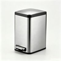 Poubelle rectangulaire en acier inoxydable de 15 L avec couvercle à fermeture douce et pédale, pour la maison, la cuisine, la salle de bain, l'hôtel, le bureau