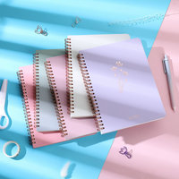 Carnet floral mignon pour filles avec logo estampé à chaud or rose, format A5, reliure spirale double, journal d'étudiant, papeterie