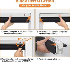 पर्सिलक्स 100% ब्लैकआउट रोलर रंगों के कोई उपकरण/ड्रिल कॉर्लेस थर्मल इन्सुलेटेड uv सुरक्षा गोपनीयता (ब्लैक 22 "w x 72" एच) - Product Image 2