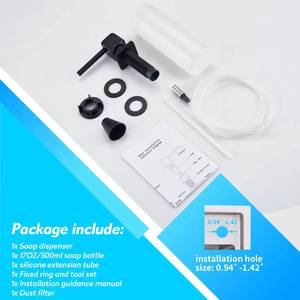 Nouveau distributeur de savon noir en acier inoxydable grande capacité avec plaque graphique technique, certifié CUPC, en promotion - Product Image 3