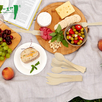 Ensemble de couverts jetables compostables résistants à la chaleur avec logo personnalisé, échantillons gratuits, cuillère et fourchette en bambou