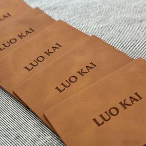 Heat Press Brown Genuine Leather Washable Eco-Friendly Embossed Logo Jeans Trucker Hat <b>Label</b> Patches Brand <b>Name</b> - Product Image 5