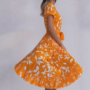 Vestido Midi Escalonado Otoño 2025 - Estampado Botánico y Escote Tipo Resort |   Transición de Temporada en el Núcleo Costero - Product Image 2