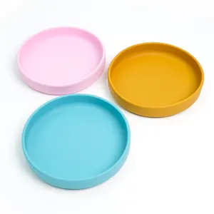 Düşük adedi silikon plaka BPA ücretsiz gıda sınıfı silikon klasik plaka çocuklar için olabilir kapaklı ve kapaksız özel renkler tamam