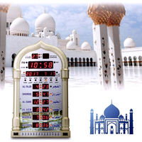 Horloge de bureau numérique Azan 4008 PRO, horloge murale LED pour mosquée avec alarmes Azan, calendrier grégorien et hijri, haut-parleur sans fil