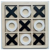 Planche en bois à neuf grilles Xo Tic-Tac-Toe Jouets éducatifs pour enfants Jeux de société Tic-Tac-Toe Bébé Montessori Jouets éducatifs