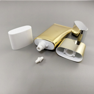 หลอดพลาสติกทรงรีแบนสีทองขนาด 50 มล. สำหรับครีมกันแดด บีบีครีม รองพื้น ครีมเครื่องสำอาง บรรจุภัณฑ์แบบหลอดบีบ พร้อมโลโก้สั่งทำ - Product Image 4