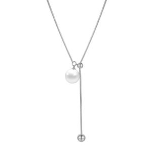 أزياء 18 قيراط مطلية بالذهب الفولاذ المقاوم للصدأ والمجوهرات Y الوهق قابل للتعديل لؤلؤ ثعبان سلاسل قلادة للنساء حزب قلادة P253592 - Product Image 2