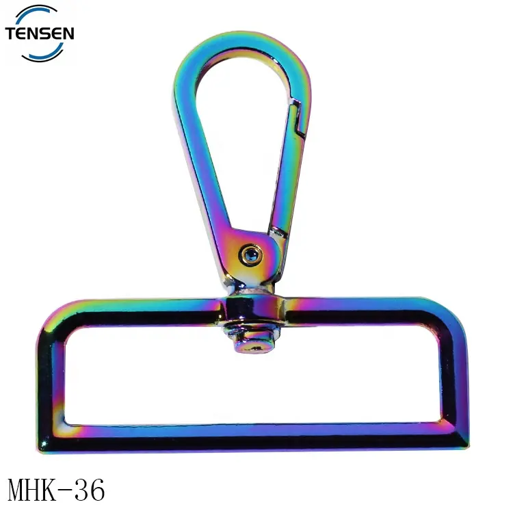 Handbag metal parts hardware rainbow plating d ring adjustable belt clasps snap hook for men luggage
