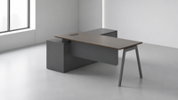 Scrivania a L Moderna con Mobiletto su Ruote, Scrivania Ergonomica in Legno per Studio e Lavoro ad Angolo