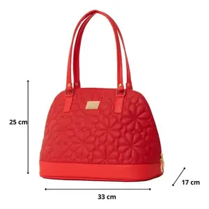 Bolso Bandolera Rojo Acolchado con Cierre de Solapa para Mujer Fana Aubrey M3759, Forro de Cuero Genuino, Decoración de Diamantes, Uso Diario - Product Image 4