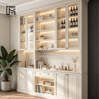 Meuble à vin en bois massif de style français MARFA, porte-verres sous-meuble, présentoir à verres personnalisé, éclairage LED pour villa et appartement