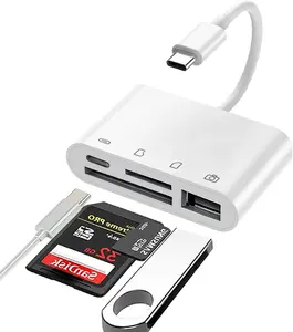 For i*Phone15 4 in 1 SD TF USB with Charging Port card Reader for i-Phone Android system HUAWEI i*Phone 15 tables type-C device