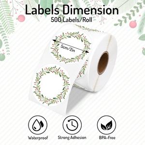 Etiquetas térmicas directas de Navidad personalizadas, pegatinas de Navidad, calcomanías de impresora de muérdago de bayas de acebo para vela de invierno, etiqueta de nombre, diseño de logotipo - Product Image 2