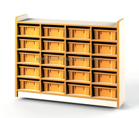 Meuble de rangement scolaire universel en bois contemporain coloré, durable et écologique pour enfants
