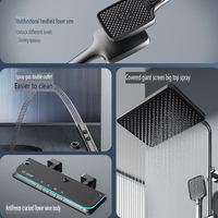 Ensemble de douche en acier inoxydable à touches de piano avec affichage numérique, pommeau de pluie et douchette à main pour salle de bain, maison, hôtel