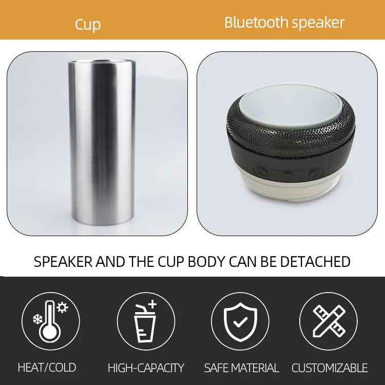 USA Warehouse Tumbler Speaker Customize Sublimation Blanks Portable Travel Speaker Tumbler With Speaker