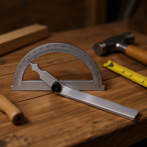 Goniomètre simple Fervi, rapporteur métallique à 180 degrés, outil de mesure d'angle pour le travail du bois et la menuiserie - Product Image 3