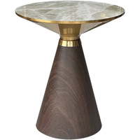 Table d'appoint design en marbre doré, mobilier de luxe pour salon, base en acier inoxydable, table de chevet, table basse