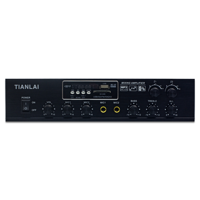TianLai USB 80A Professional Home Audio Amplifier 80W PA Mixing Amp with Remote 2 Zone Volume Control and Bass Treble